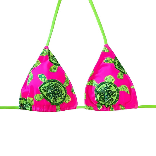 Ella Bikini Top - Neon Sea Turtles Collection