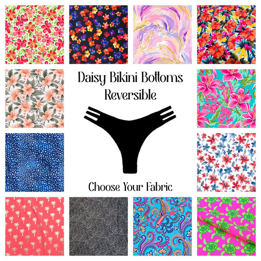 Daisy Reversible Bikini Bottoms - Choose Your Own Fabric