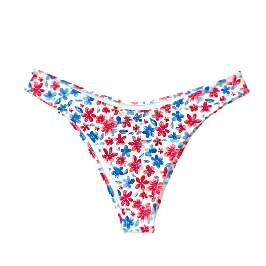 Isla Bikini Bottom - Red White and Blue Floral Collection