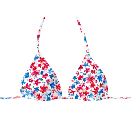 Ella Bikini Top - Red White and Blue Floral Collection